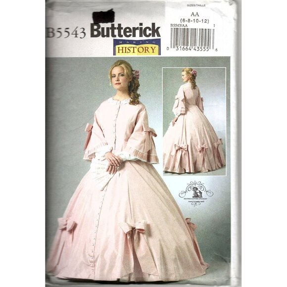 Butterick B5543 Misses 6 to 12 Historic 1860 Dress Costume Uncut Sewing Pattern - Picture 1 of 2